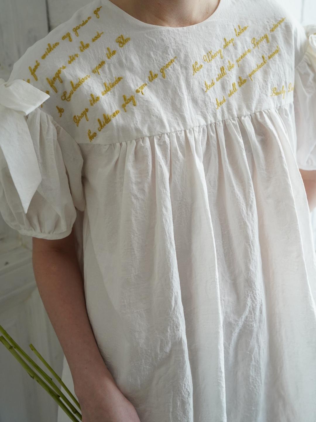 Unlogical Poem Puff Sleeve Embroidered Dress