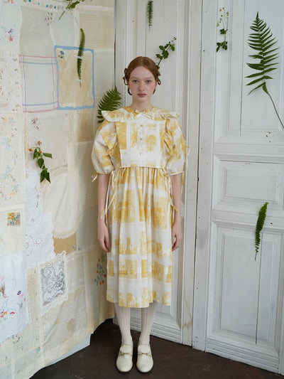 Unlogical Poem Vintage-Style Puff Sleeve Printed Dress