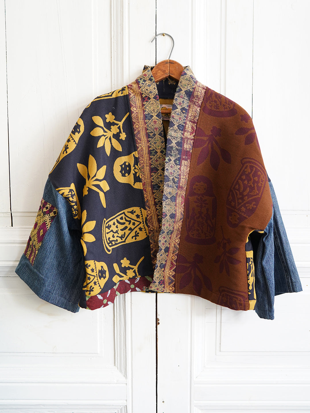 Unlogical Poem One-of-a-kind Embroidered Patchwork Kimono