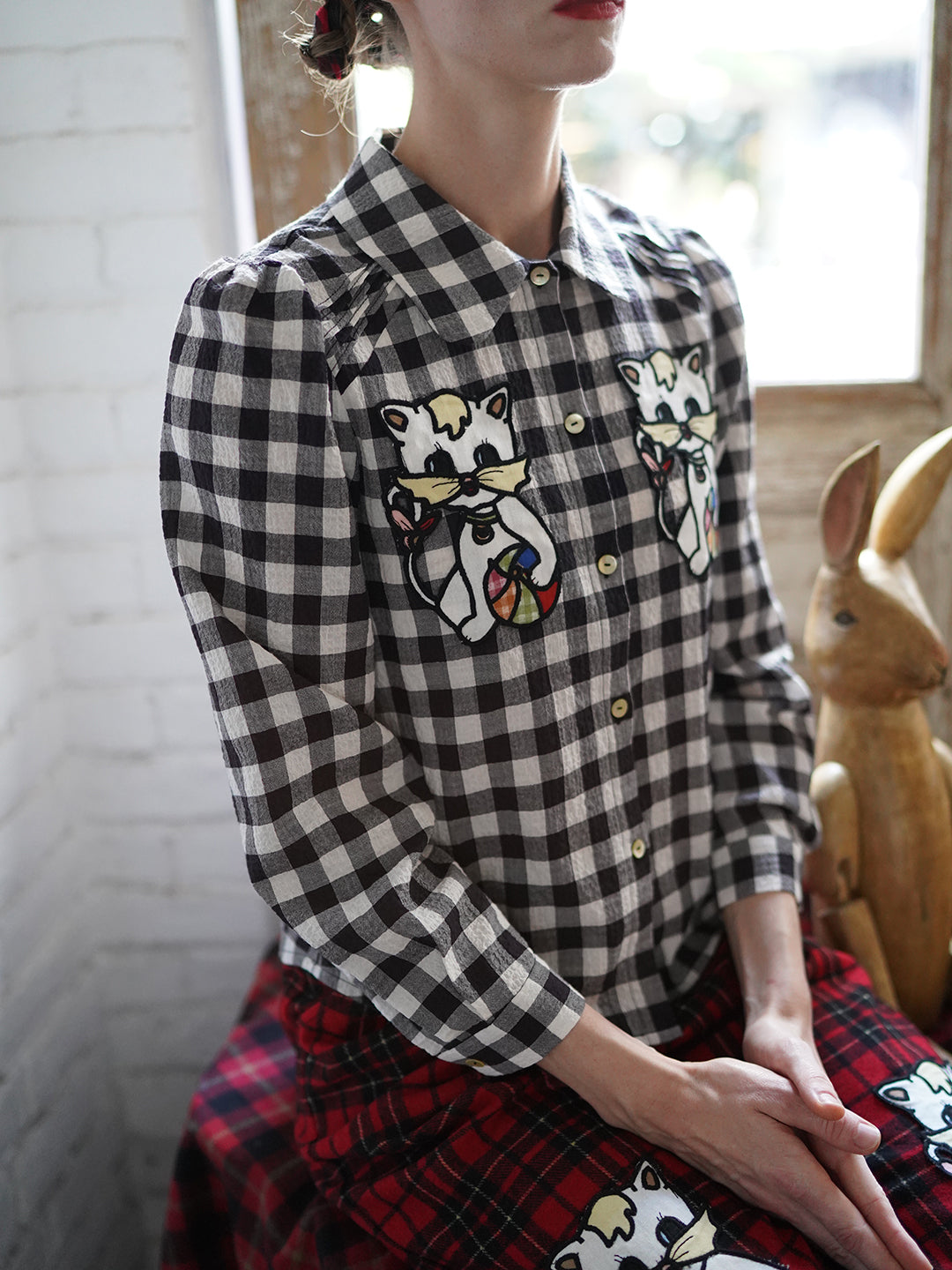 Unlogical Poem Black and White Gingham Cotton Shirt
