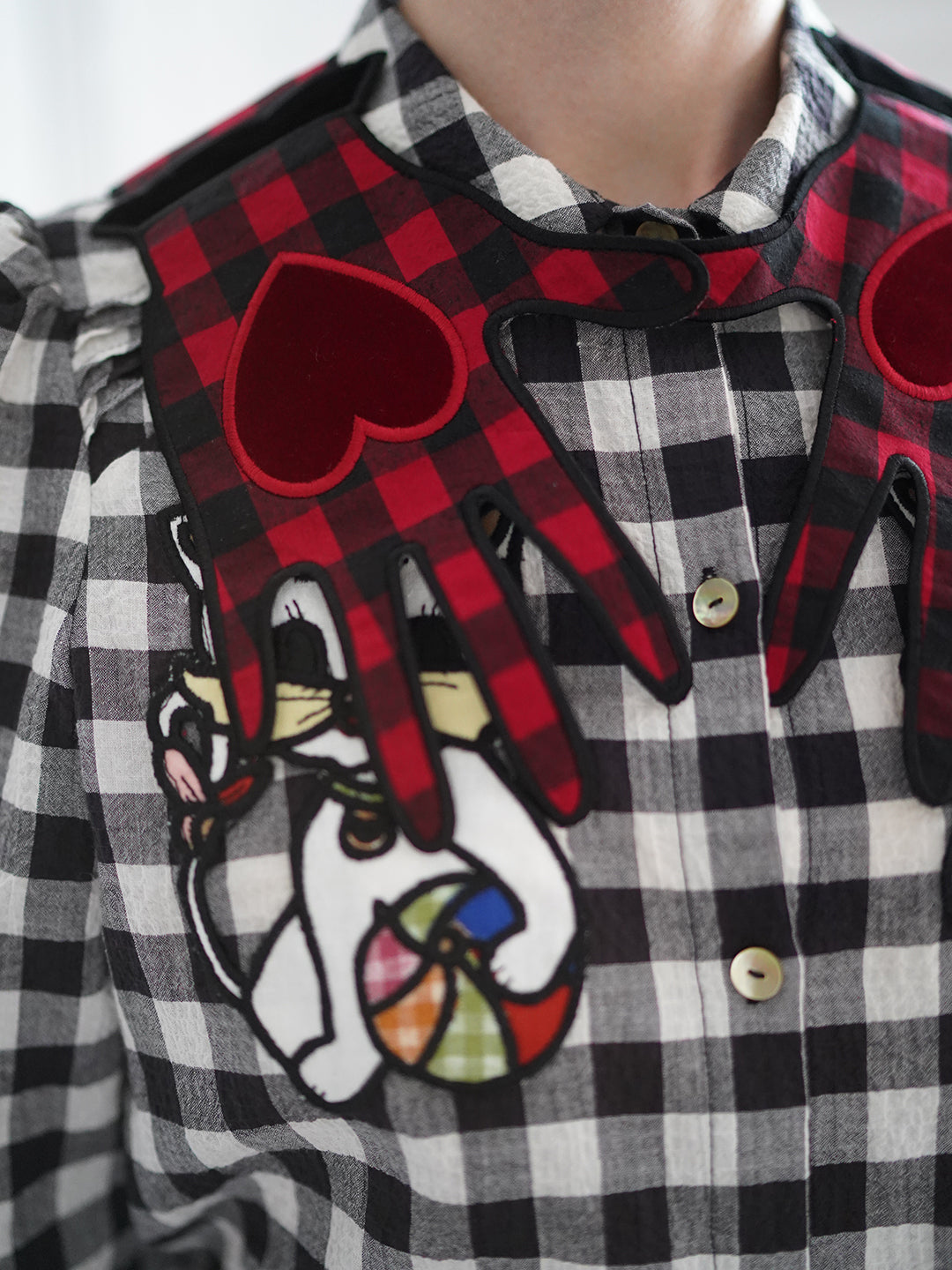 Unlogical Poem Hand Shaped Velvet Gingham Falsecollar Scarf