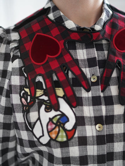 Unlogical Poem Hand Shaped Velvet Gingham Falsecollar Scarf