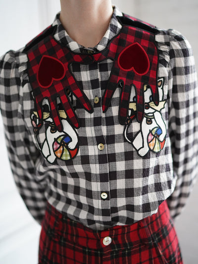 Unlogical Poem Hand Shaped Velvet Gingham Falsecollar Scarf