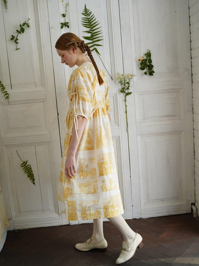 Unlogical Poem Vintage-Style Puff Sleeve Printed Dress