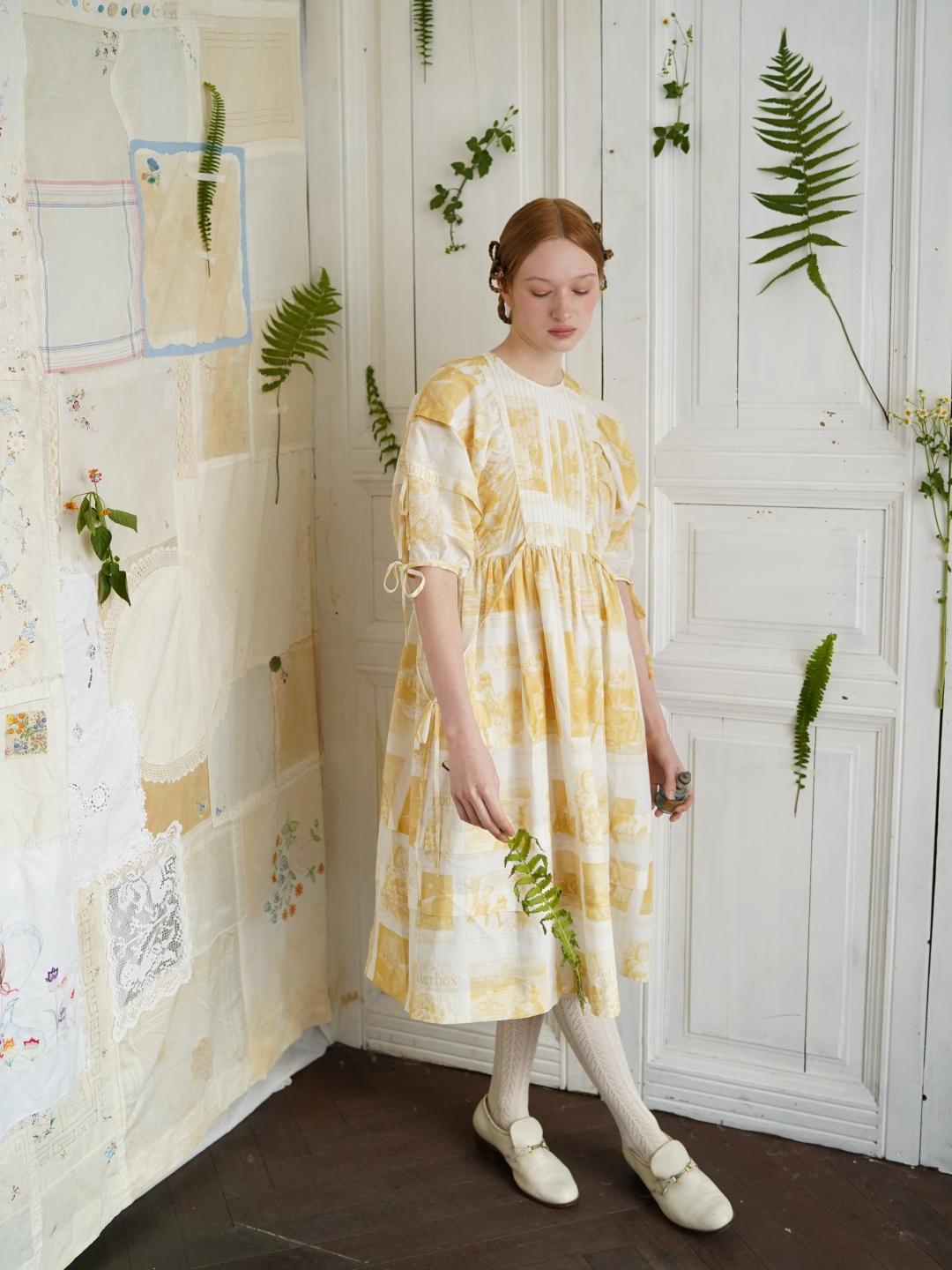 Unlogical Poem Vintage-Style Puff Sleeve Printed Dress
