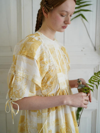 Unlogical Poem Vintage-Style Puff Sleeve Printed Dress