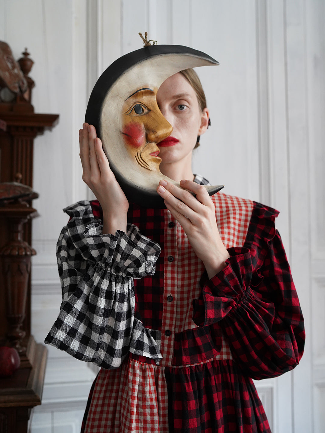 Unlogical Poem Retro Style Red and Black Gingham Patchwork Dress