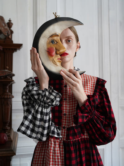 Unlogical Poem Retro Style Red and Black Gingham Patchwork Dress