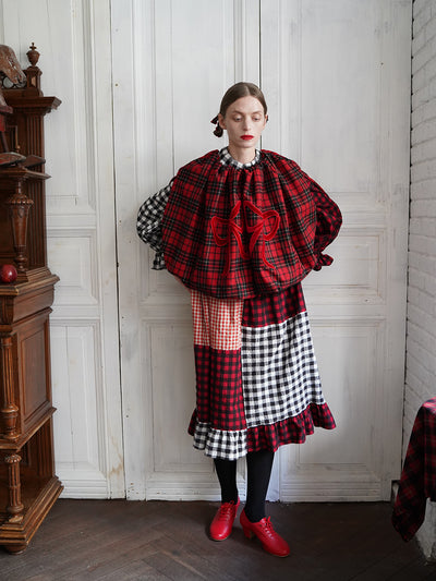Unlogical Poem Victorian-style Tartan Woolen Top/Skirt