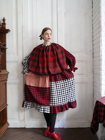 Unlogical Poem Victorian-style Tartan Woolen Top/Skirt