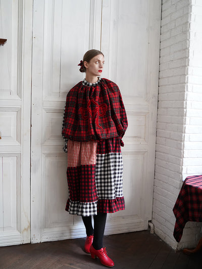 Unlogical Poem Victorian-style Tartan Woolen Top/Skirt
