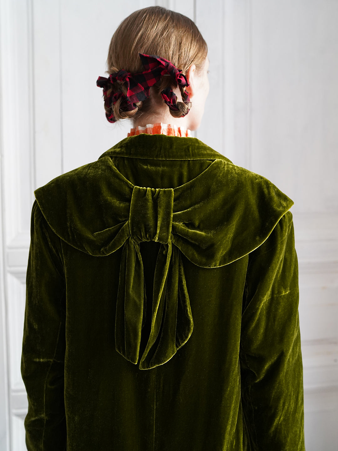 Unlogical Poem Retro-style Bow Velvet Overcoat