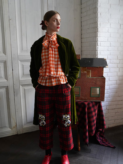 Unlogical Poem Retro-style Bow Velvet Overcoat