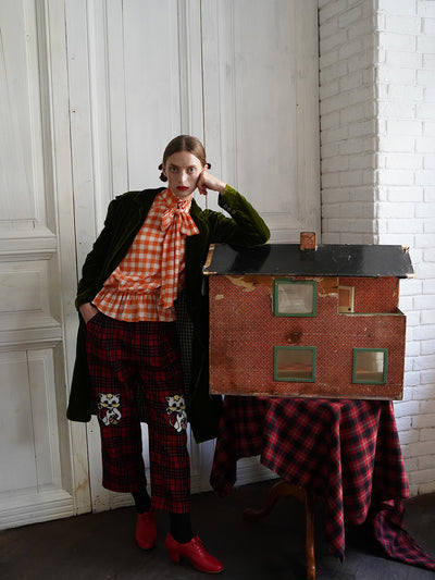 Unlogical Poem Retro-style Bow Velvet Overcoat