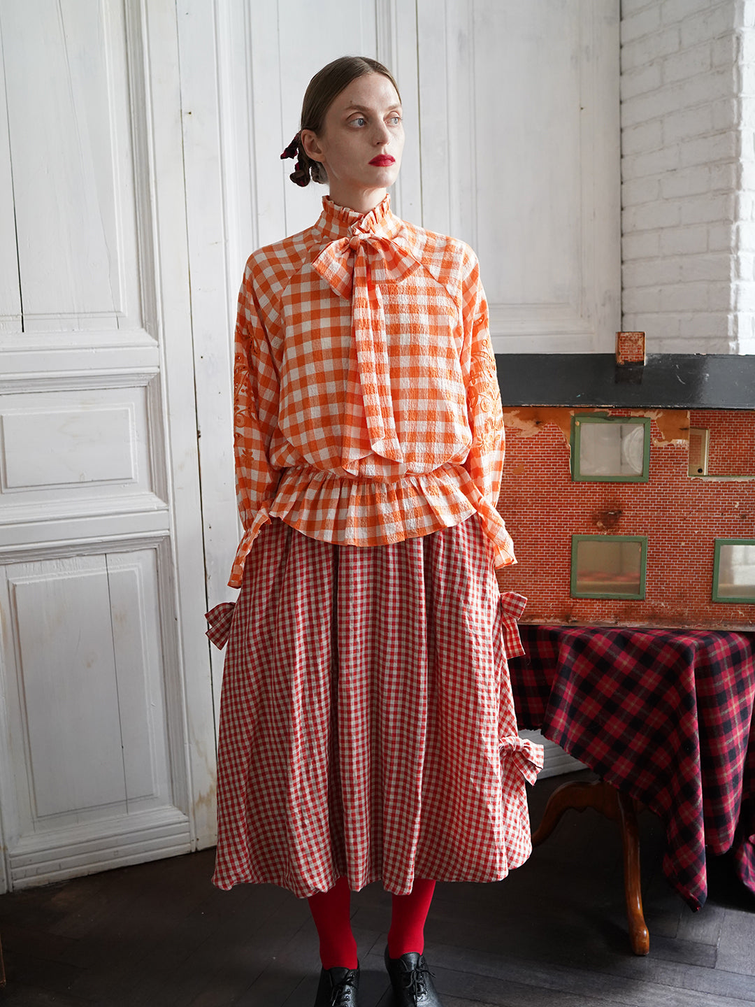 Unlogical Poem Retro-style Bow Linen Bud Skirt