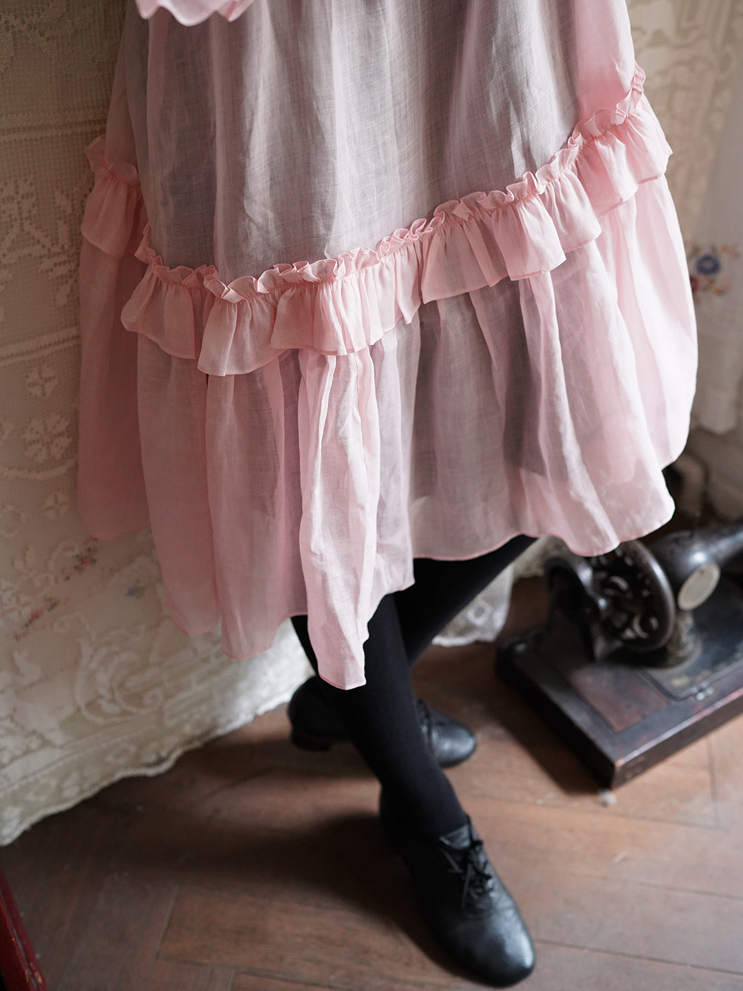 Unlogical Poem Retro Style Pink Ramie Dress