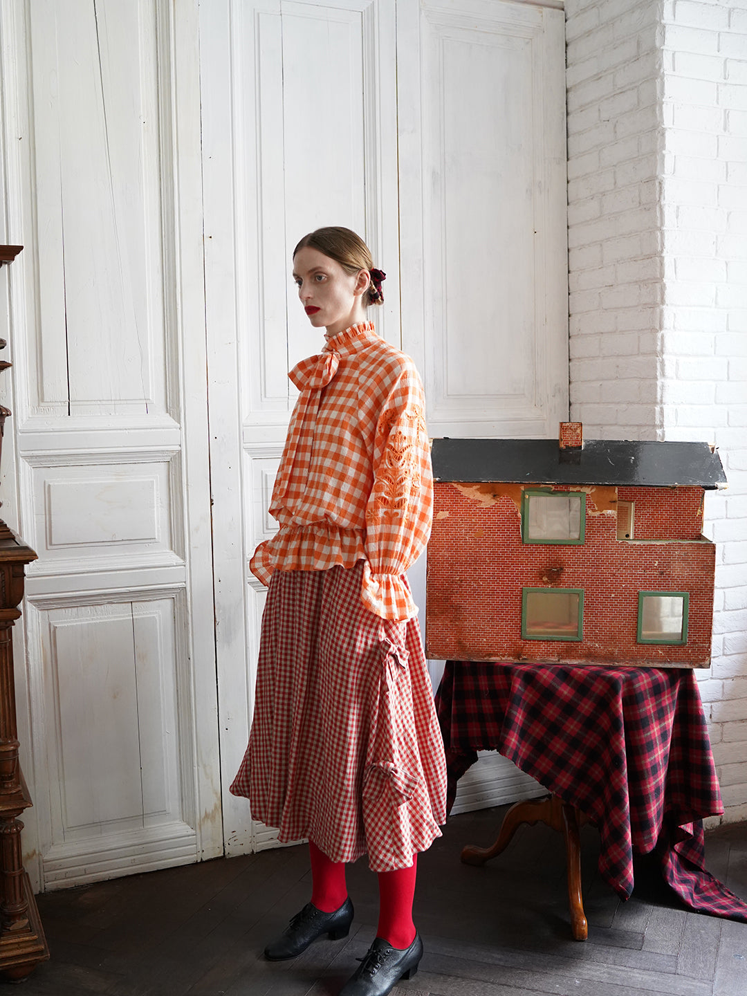 Unlogical Poem Retro-style Bow Linen Bud Skirt