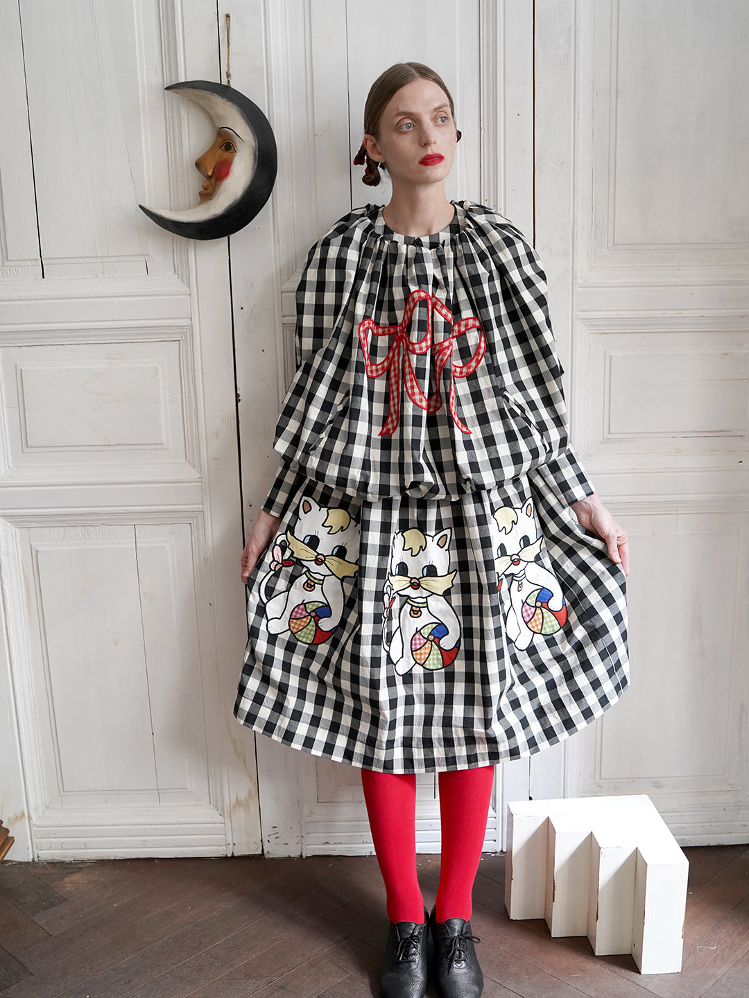 Unlogical Poem Victorian-style Ginghim Cotton Top/Skirt