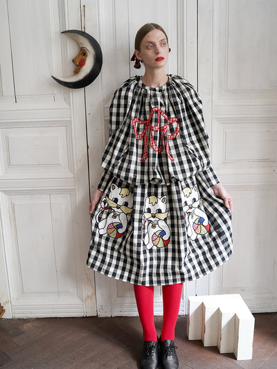 Unlogical Poem Victorian-style Ginghim Cotton Top/Skirt