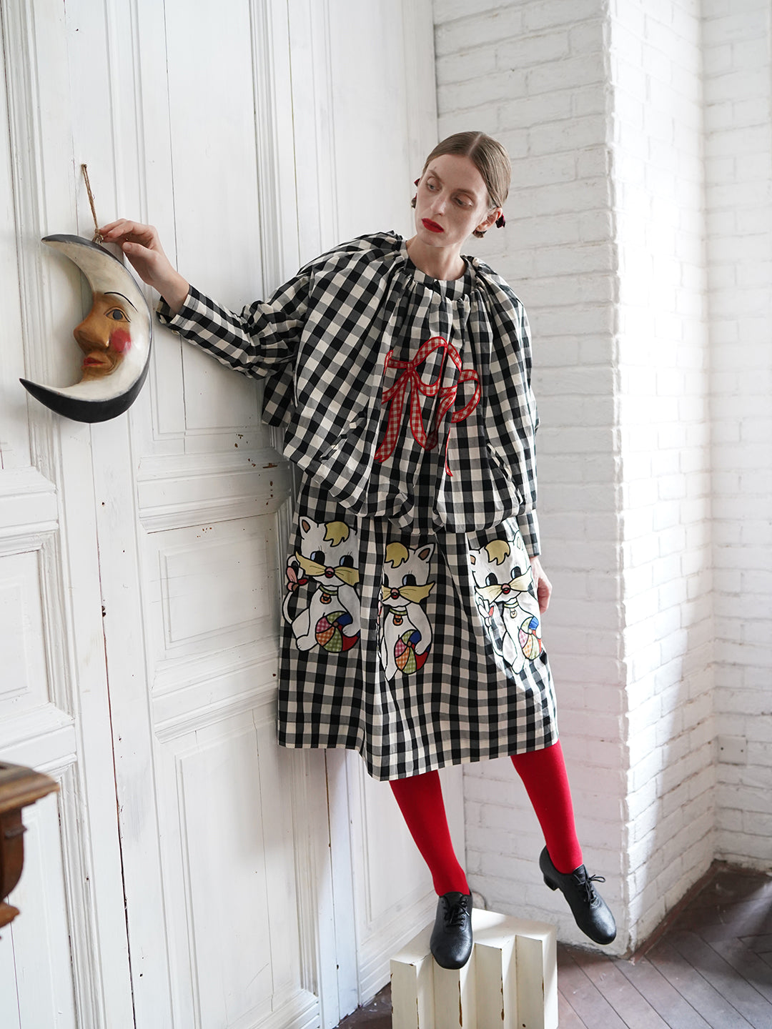 Unlogical Poem Victorian-style Ginghim Cotton Top/Skirt