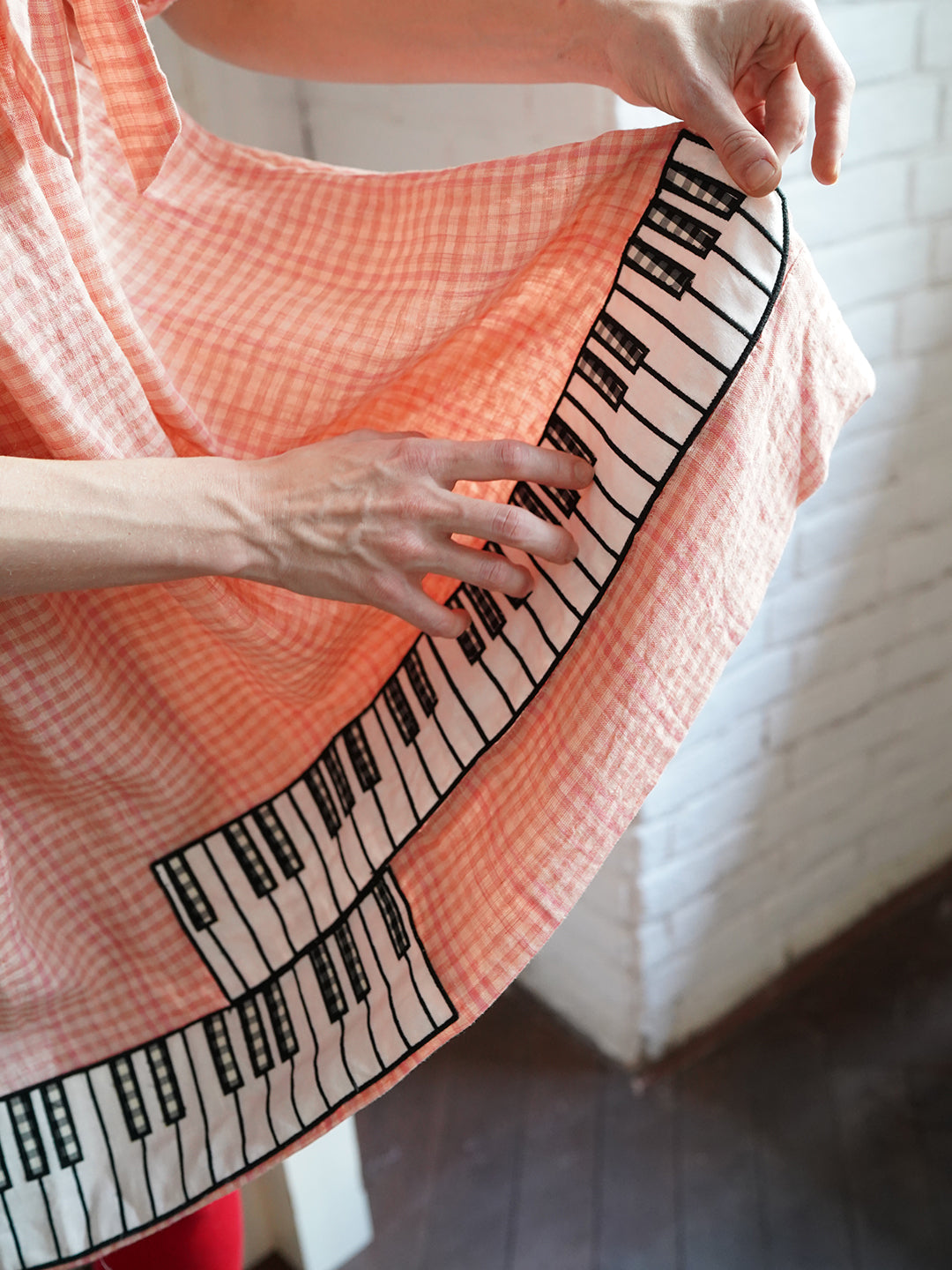 Unlogical Poem Handmade Yoyo Flower Bow Piano Embroidered Linen Bud Dress