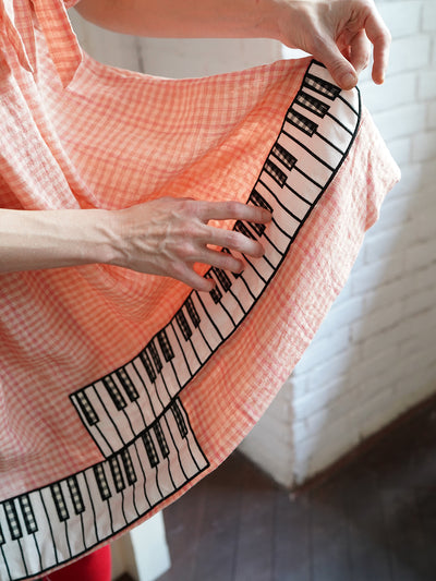 Unlogical Poem Handmade Yoyo Flower Bow Piano Embroidered Linen Bud Dress