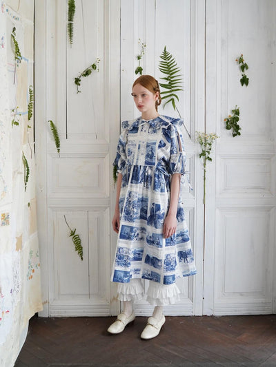 Unlogical Poem Vintage-Style Puff Sleeve Printed Dress