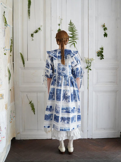 Unlogical Poem Vintage-Style Puff Sleeve Printed Dress