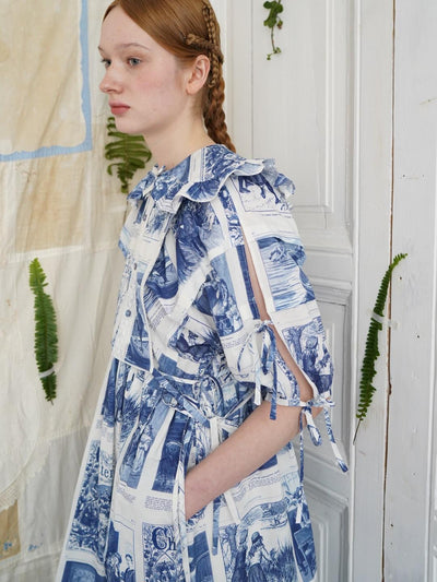 Unlogical Poem Vintage-Style Puff Sleeve Printed Dress