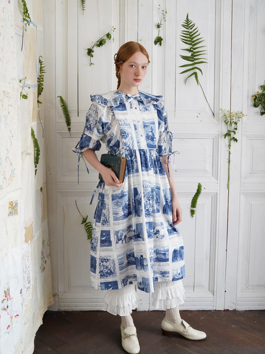 Unlogical Poem Vintage-Style Puff Sleeve Printed Dress