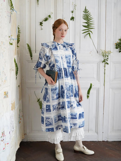 Unlogical Poem Vintage-Style Puff Sleeve Printed Dress