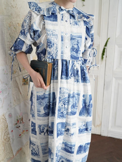 Unlogical Poem Vintage-Style Puff Sleeve Printed Dress