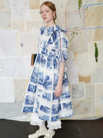 Unlogical Poem Vintage-Style Puff Sleeve Printed Dress