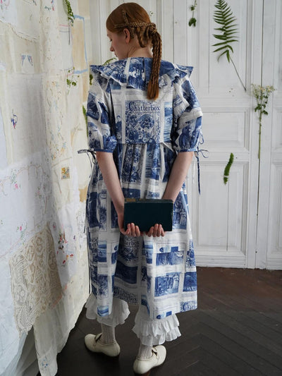 Unlogical Poem Vintage-Style Puff Sleeve Printed Dress