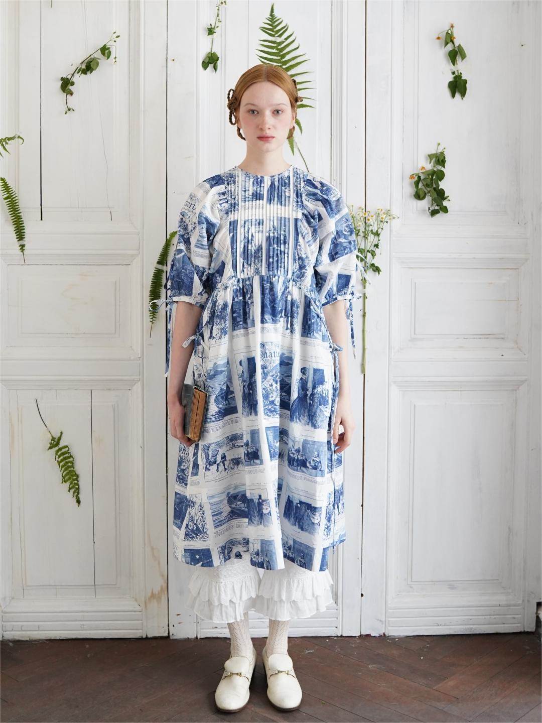 Unlogical Poem Vintage-Style Puff Sleeve Printed Dress