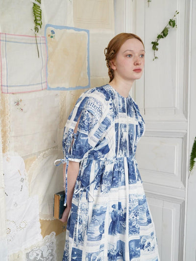 Unlogical Poem Vintage-Style Puff Sleeve Printed Dress