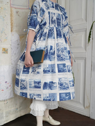 Unlogical Poem Vintage-Style Puff Sleeve Printed Dress