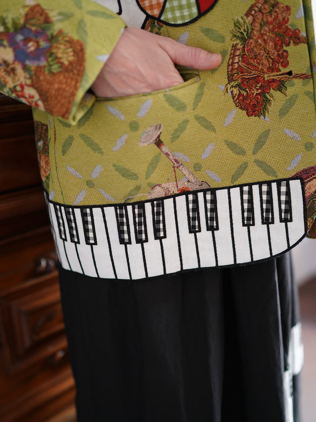 Unlogical Poem Cat Embroidered Illustration Printed Yarn-dyed Blazer