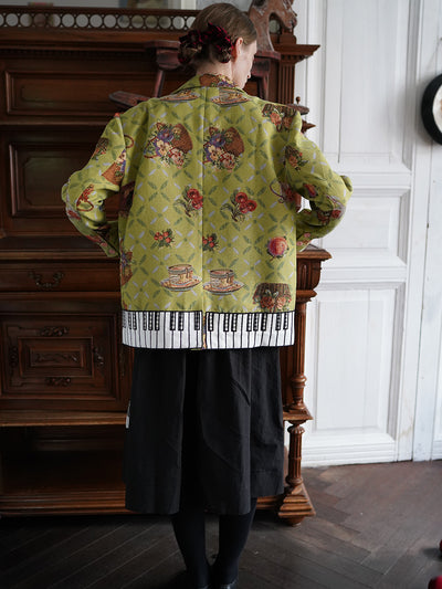 Unlogical Poem Cat Embroidered Illustration Printed Yarn-dyed Blazer