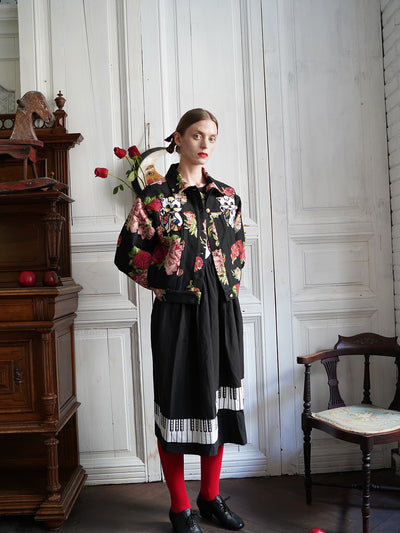 Unlogical Poem Cat Embroidered Rose Yarn-dyed Jacket