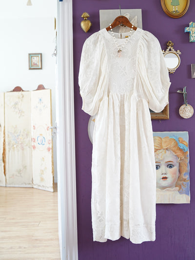 Unlogical Poem Pierrot Embroidered Lace White Dress