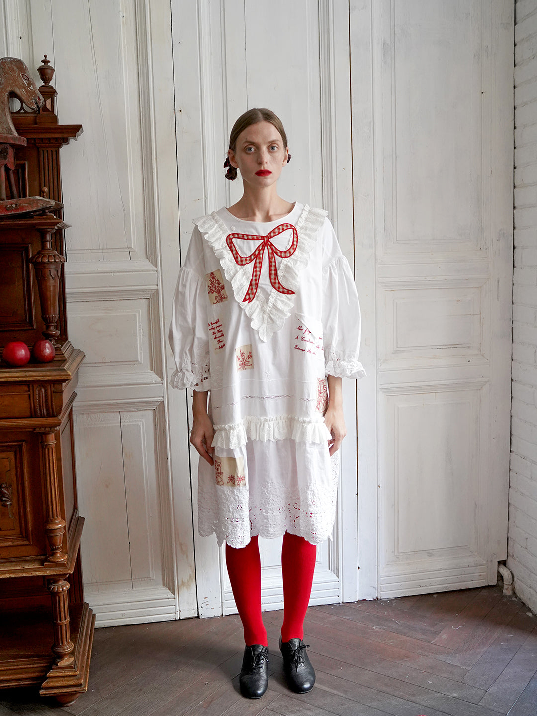 Unlogical Poem Poetry Embroidery Patchwork Cotton Dress