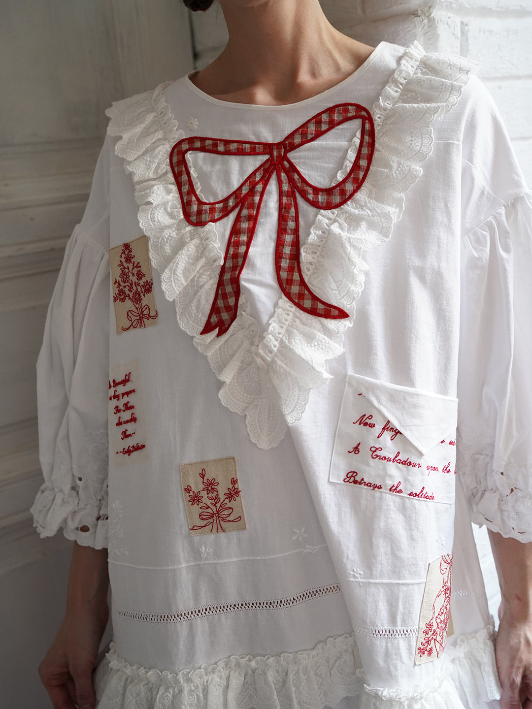 Unlogical Poem Poetry Embroidery Patchwork Cotton Dress