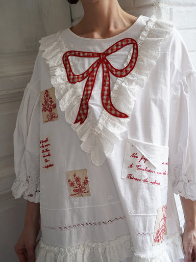 Unlogical Poem Poetry Embroidery Patchwork Cotton Dress