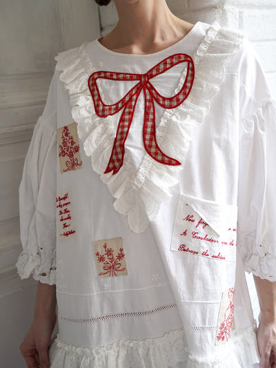 Unlogical Poem Poetry Embroidery Patchwork Cotton Dress
