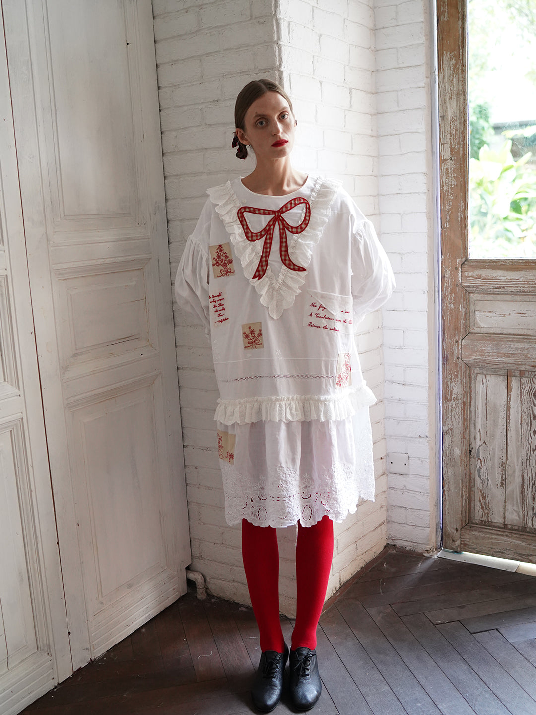 Unlogical Poem Poetry Embroidery Patchwork Cotton Dress