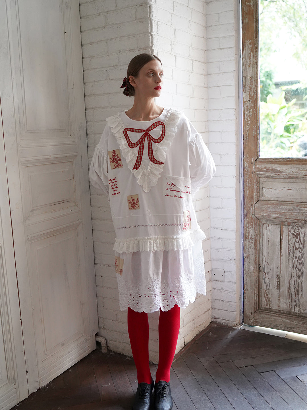 Unlogical Poem Poetry Embroidery Patchwork Cotton Dress