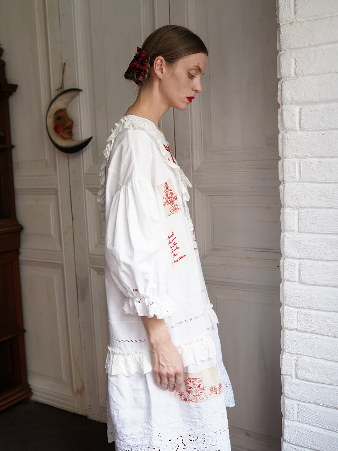 Unlogical Poem Poetry Embroidery Patchwork Cotton Dress