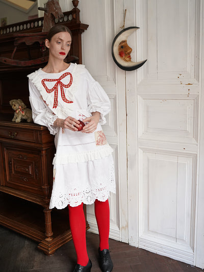 Unlogical Poem Poetry Embroidery Patchwork Cotton Dress