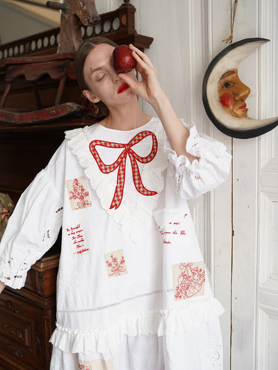 Unlogical Poem Poetry Embroidery Patchwork Cotton Dress